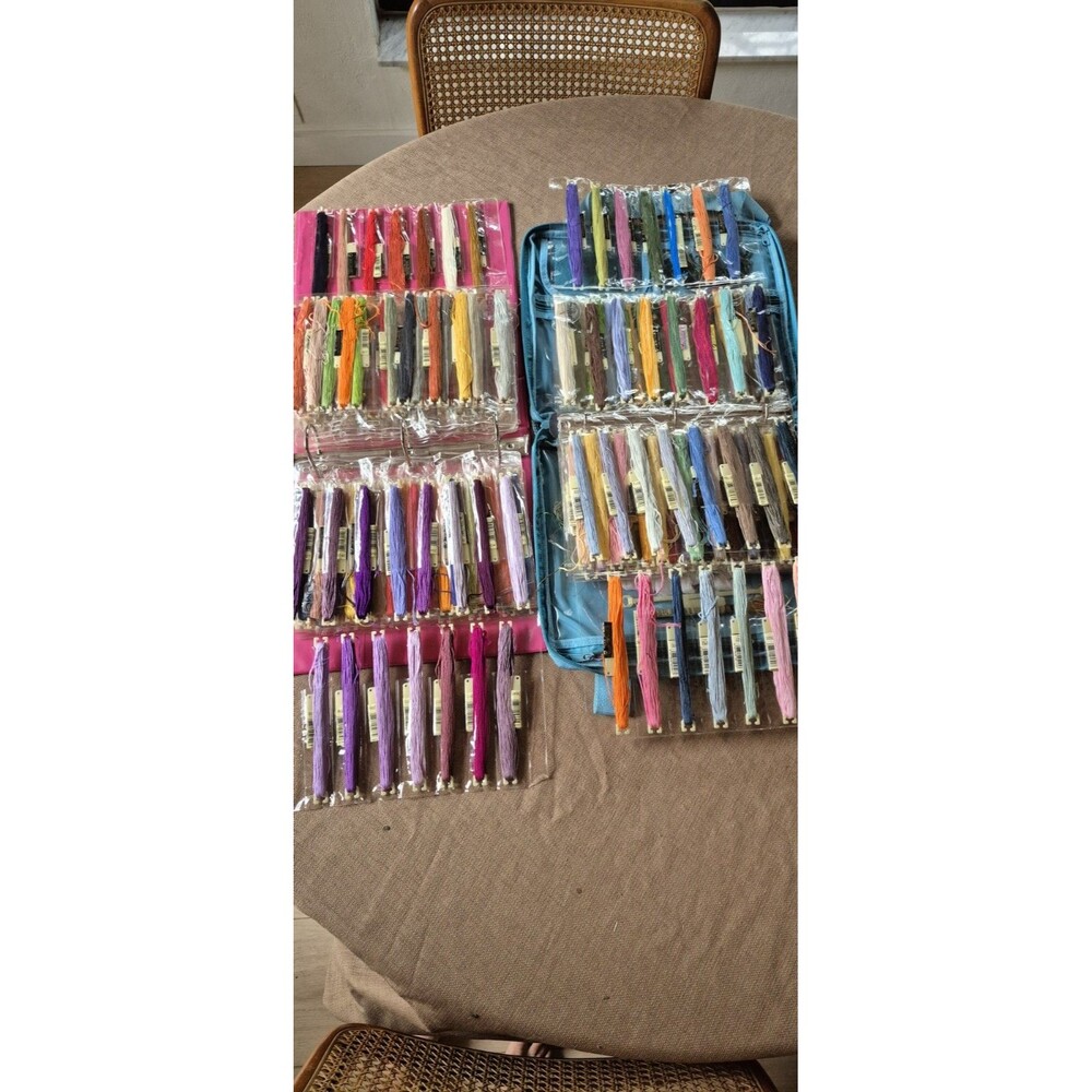 Vintage DMC StitchBow Embroidery Floss Organizer 2 Binder Lot - 300 Colors